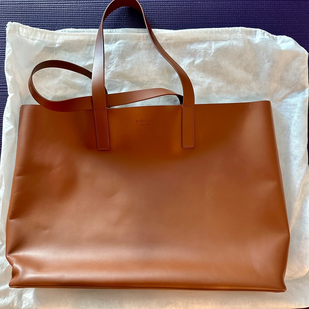 Used Everlane The Day Market Tote, Leather, Cognac, barely used